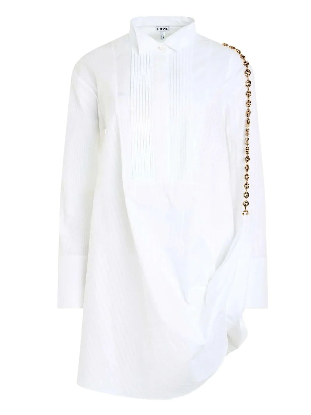 Chain Shirt Dress in Optic White