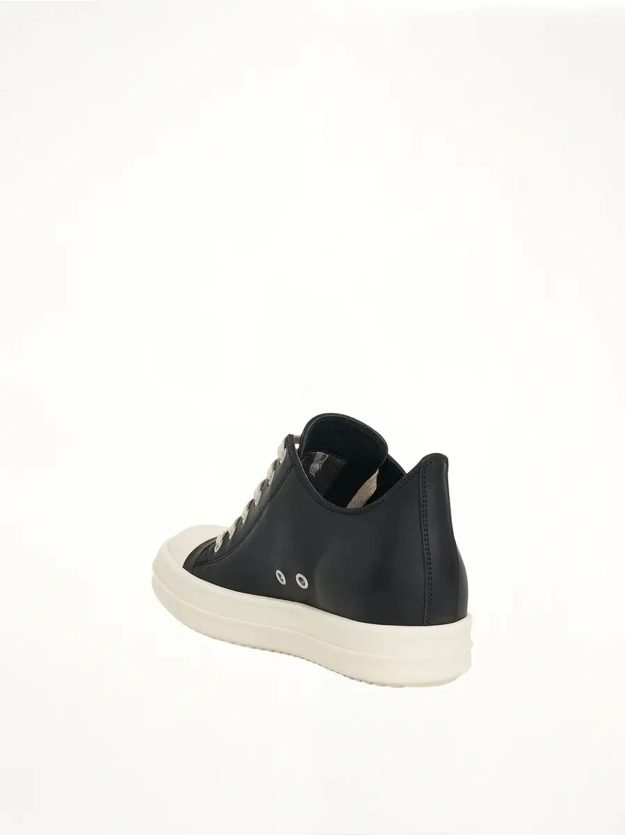 Rick Owens Washed Calf Sneaker in Black/milk Black | Thumbnail 2
