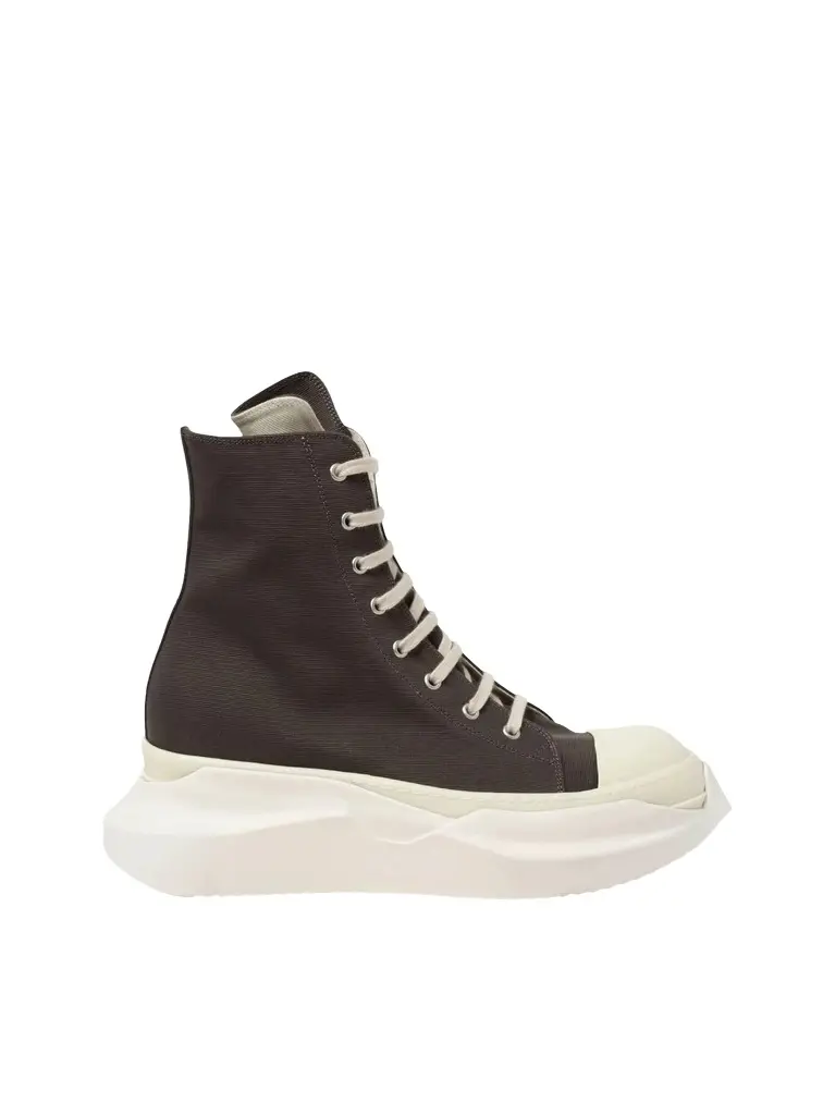 RICK OWENS DRKSHDW Abstract High Sneaker in Dark Dust/milk Brown | Image 1 RICK OWENS DRKSHDW Abstract High Sneaker in Dark Dust/milk Brown | Image 1
