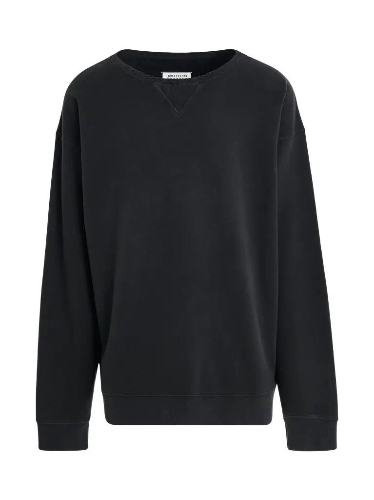 Maison Margiela Open Neck Oversized Sweatshirt in Anthracite Black