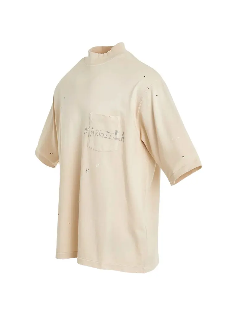 Maison Margiela Logo Oversized T-shirt in Dirty Ecru White