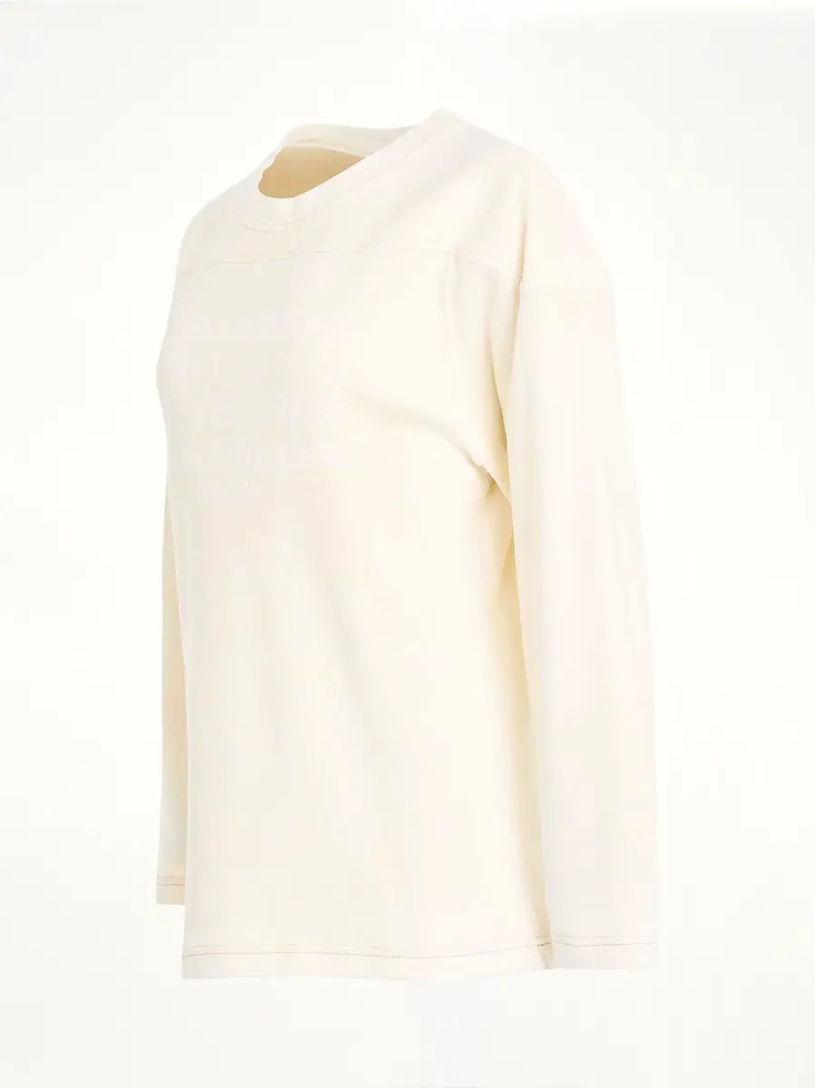Maison Margiela Rib Cotton Logo Sweatshirt in Off White | Thumbnail 3 Maison Margiela Rib Cotton Logo Sweatshirt in Off White | Thumbnail 3