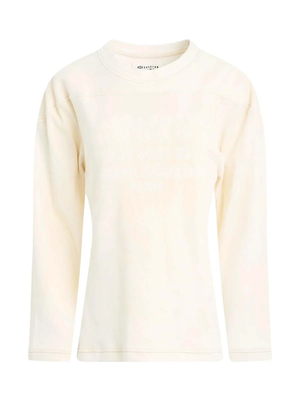 Maison Margiela Rib Cotton Logo Sweatshirt in Off White