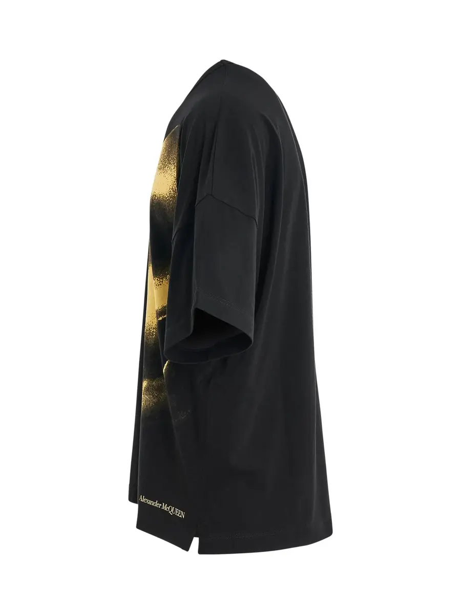 Alexander McQueen Shadow Skull Print T-shirt in Black/yellow Black | Thumbnail 2 Alexander McQueen Shadow Skull Print T-shirt in Black/yellow Black | Thumbnail 2