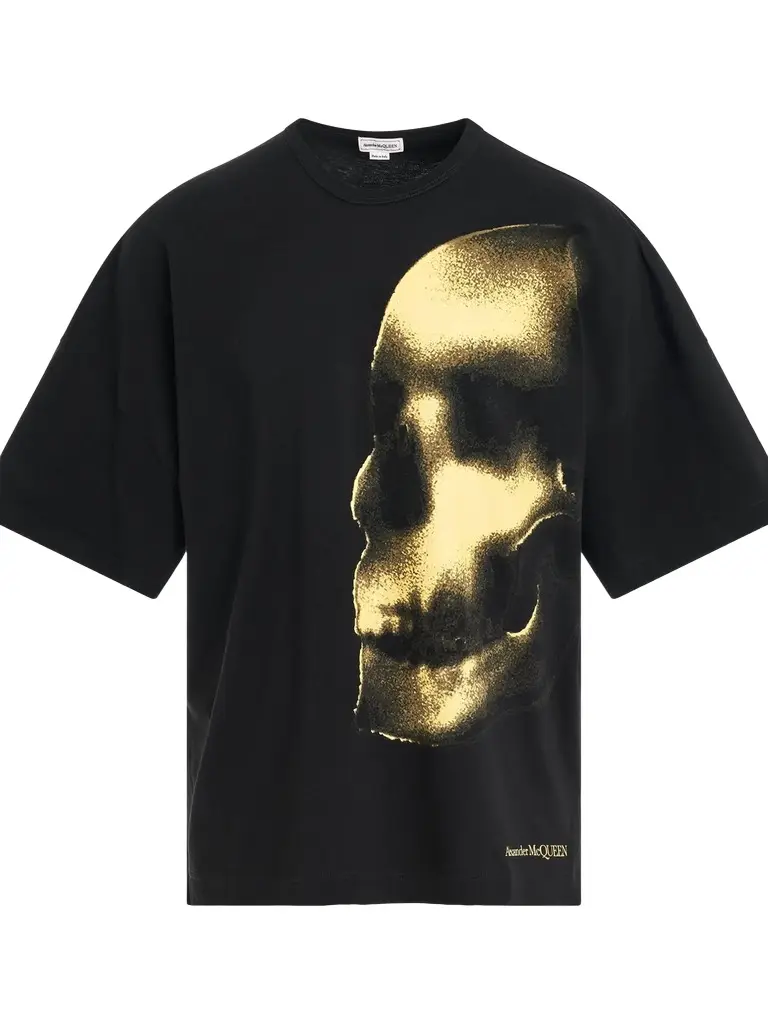 Alexander McQueen Shadow Skull Print T-shirt in Black/yellow | Image 1 Alexander McQueen Shadow Skull Print T-shirt in Black/yellow | Image 1