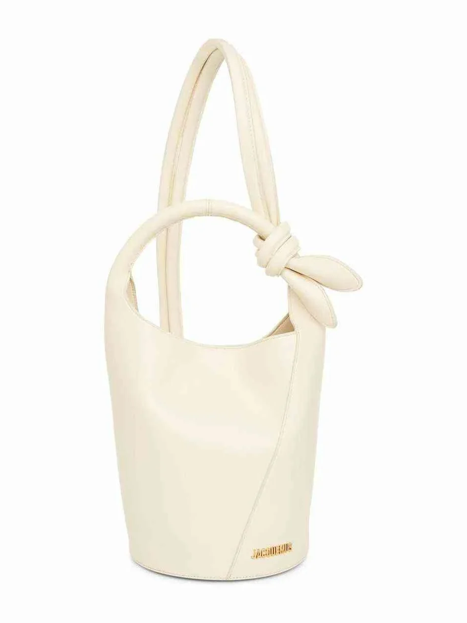 Jacquemus Le Petit Tourni Leather Bag in Light Ivory