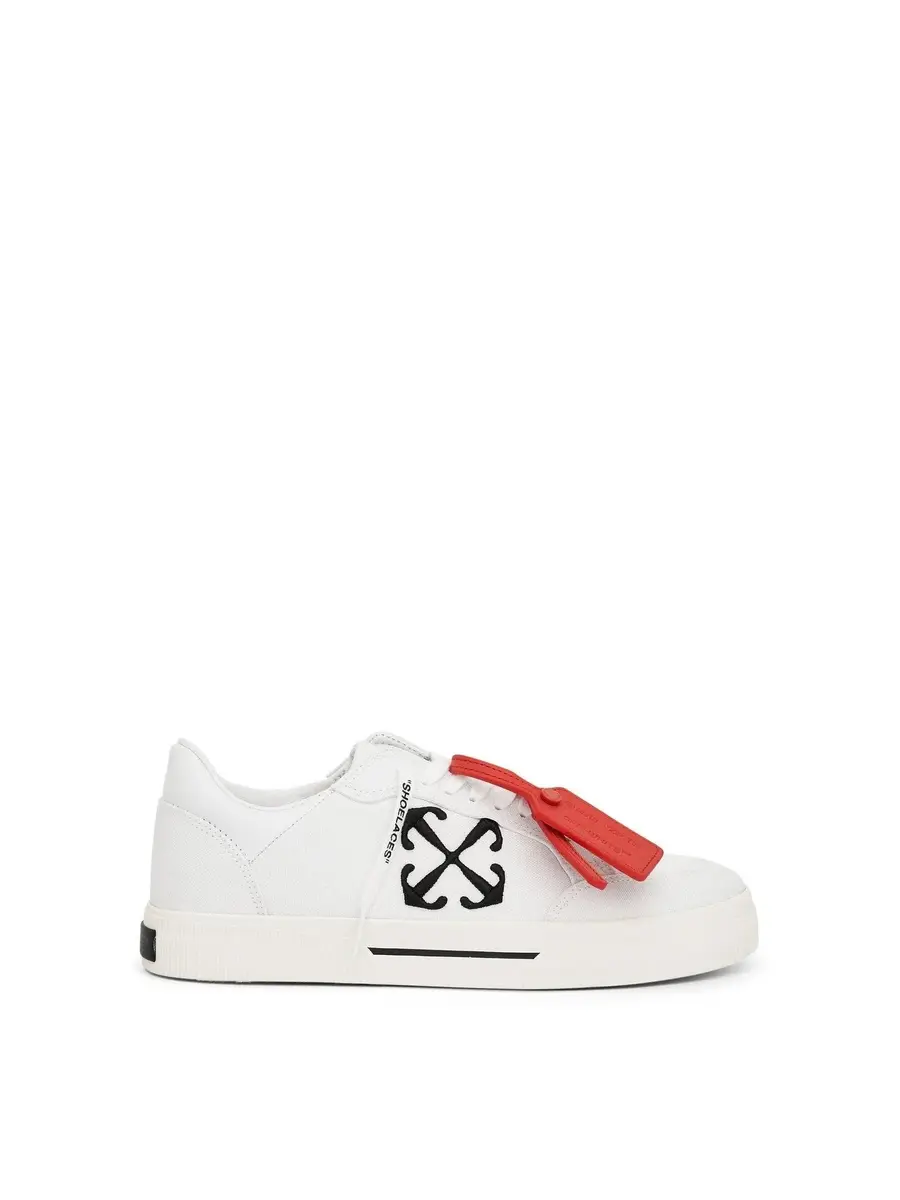 Off-White New Low Vulcanized Canvas Sneaker in White/black White | Image 1 Off-White New Low Vulcanized Canvas Sneaker in White/black White | Image 1