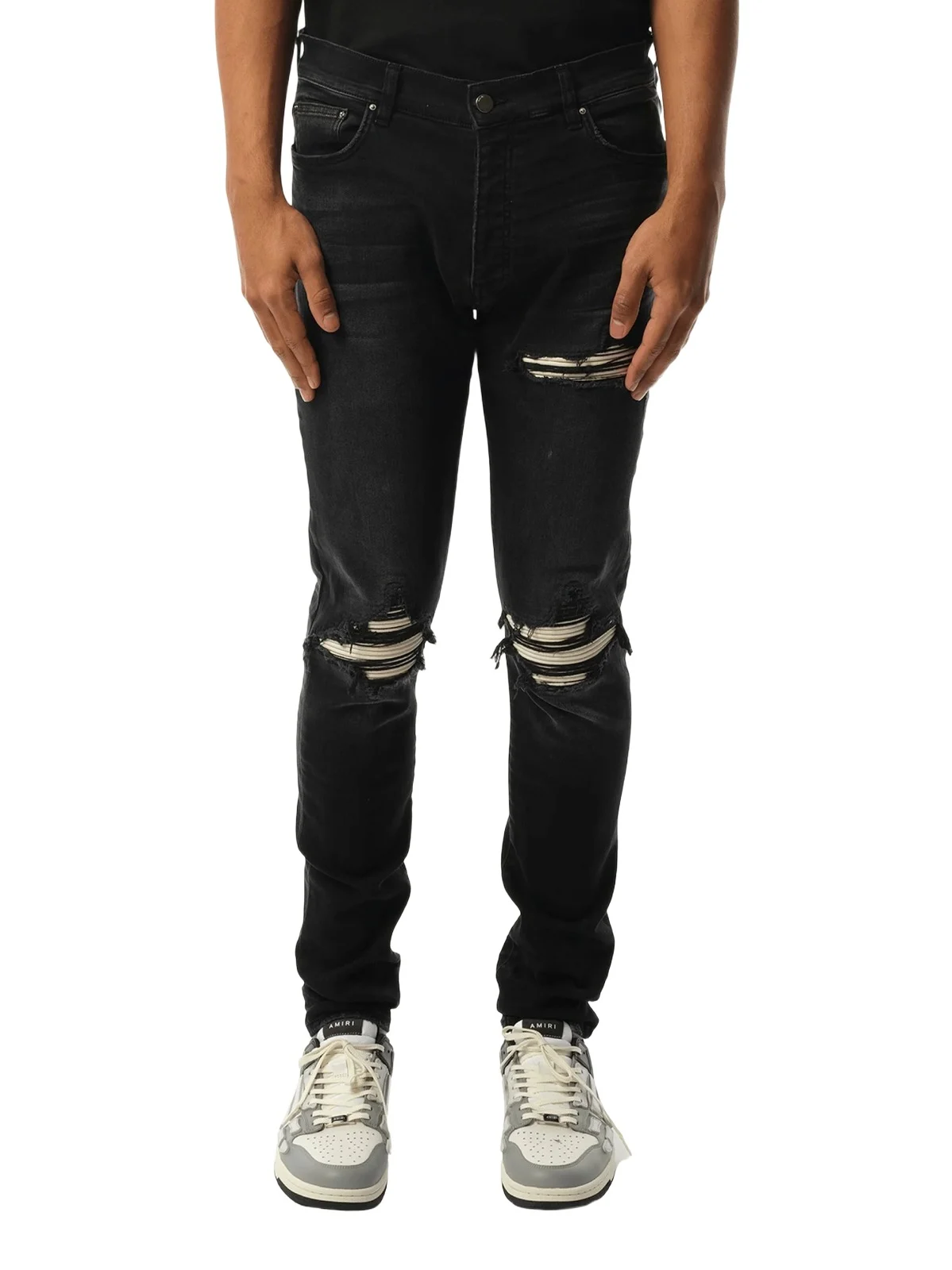 AMIRI Mx1 Ultrasuede Jeans in Vintage Black