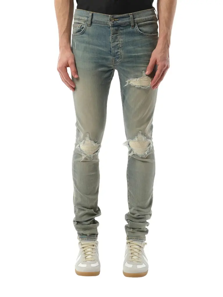 AMIRI Mx1 Ultrasuede Jeans in Antique Indigo Blue | Image 1 AMIRI Mx1 Ultrasuede Jeans in Antique Indigo Blue | Image 1