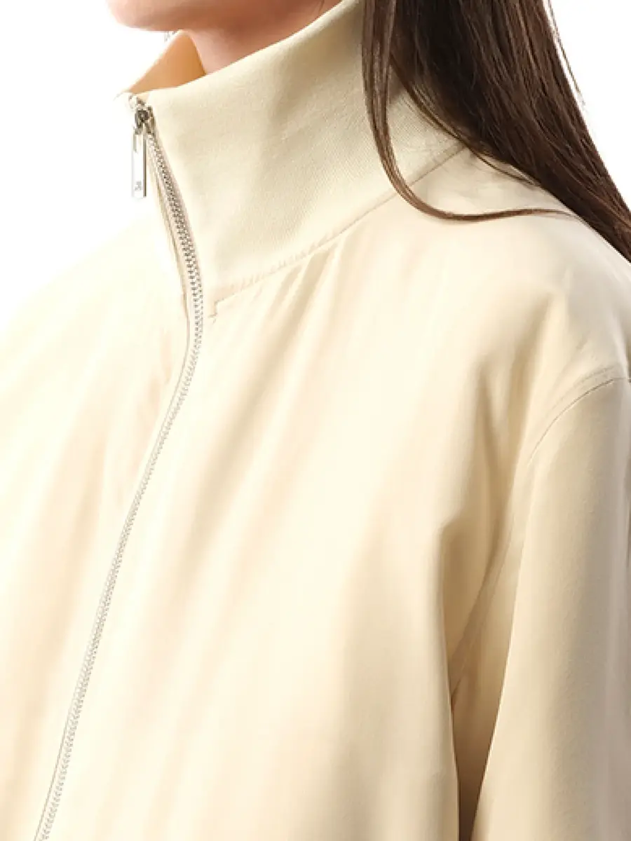 Helmut Lang Silk Zip Bomber Jacket in Oat | Thumbnail 2