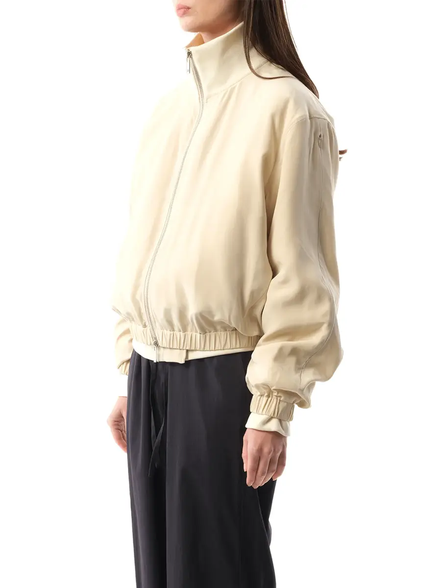 Helmut Lang Silk Zip Bomber Jacket in Oat | Thumbnail 5