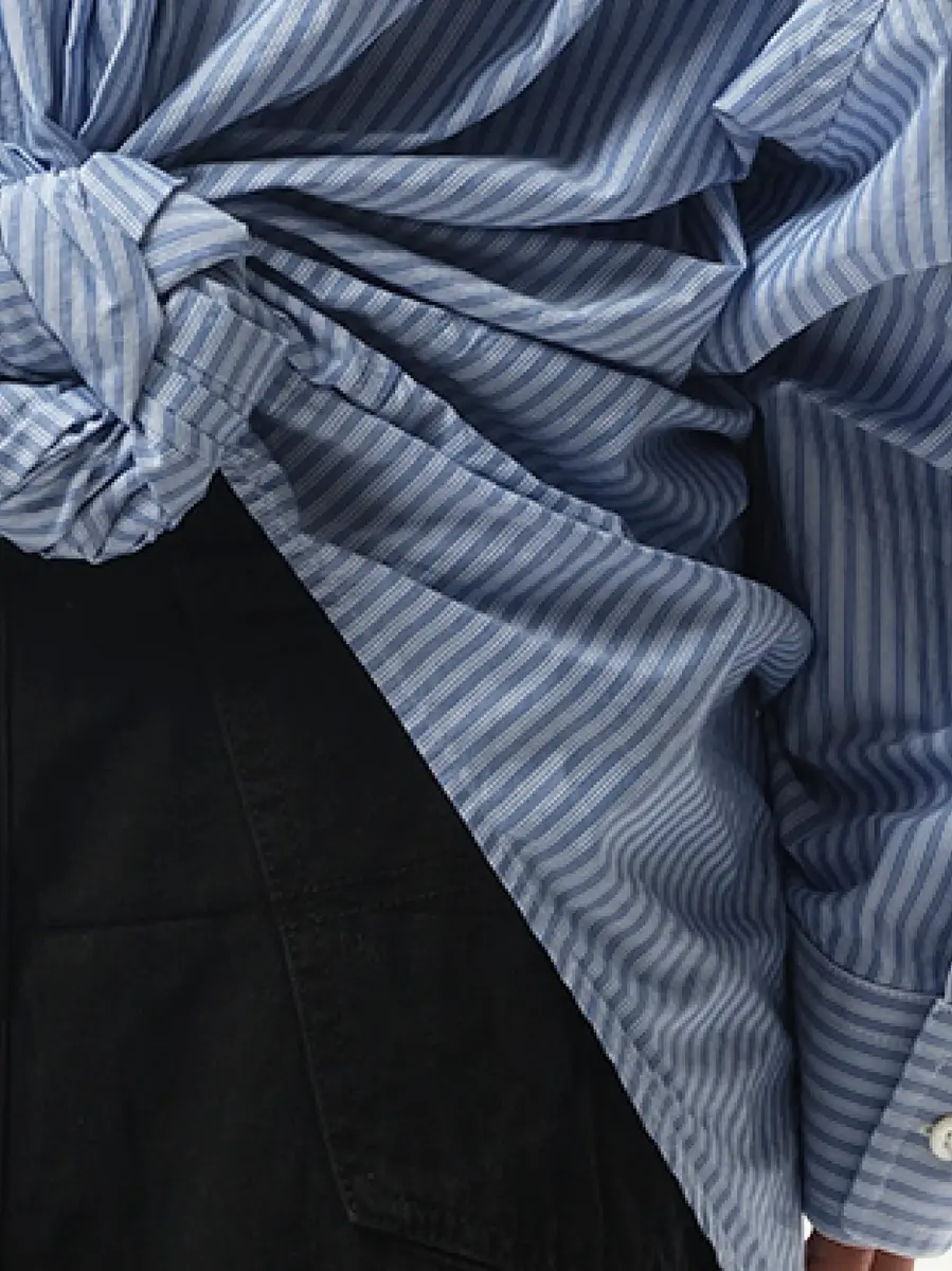 Balenciaga Long Sleeve Knotted Shirt in Blue/white | Thumbnail 2 Balenciaga Long Sleeve Knotted Shirt in Blue/white | Thumbnail 2