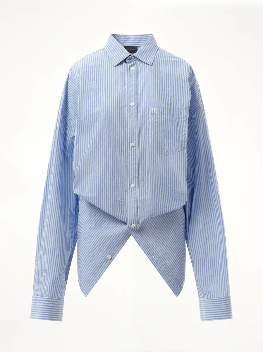 Balenciaga Long Sleeve Knotted Shirt in Blue/white | Thumbnail 3 Balenciaga Long Sleeve Knotted Shirt in Blue/white | Thumbnail 3