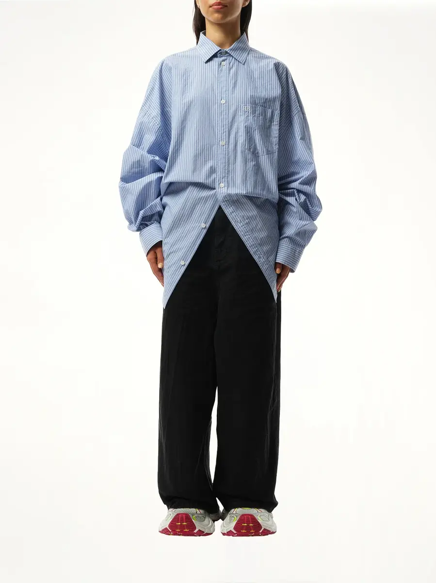 Balenciaga Long Sleeve Knotted Shirt in Blue/white | Thumbnail 4 Balenciaga Long Sleeve Knotted Shirt in Blue/white | Thumbnail 4