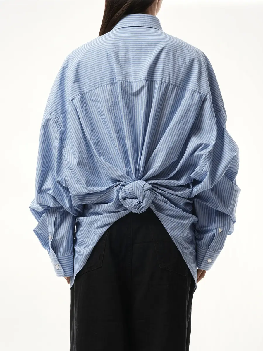 Balenciaga Long Sleeve Knotted Shirt in Blue/white | Thumbnail 6 Balenciaga Long Sleeve Knotted Shirt in Blue/white | Thumbnail 6