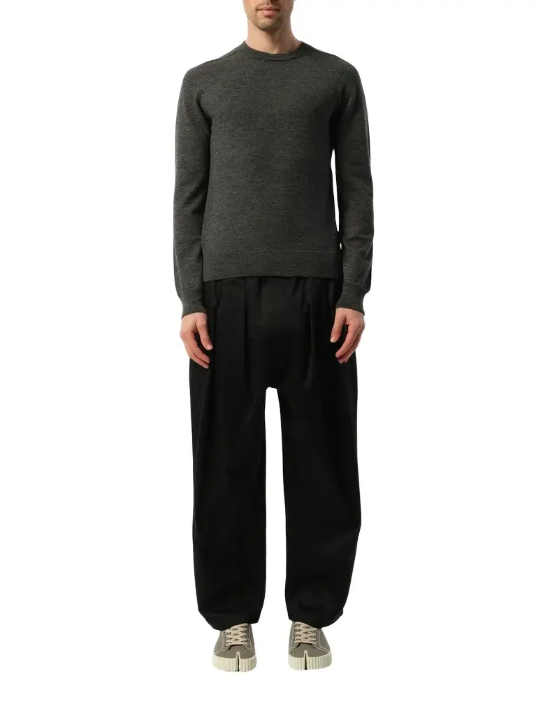 Maison Margiela Elbow Patch Knit Sweater in Charcoal Black | Image 1 Maison Margiela Elbow Patch Knit Sweater in Charcoal Black | Image 1