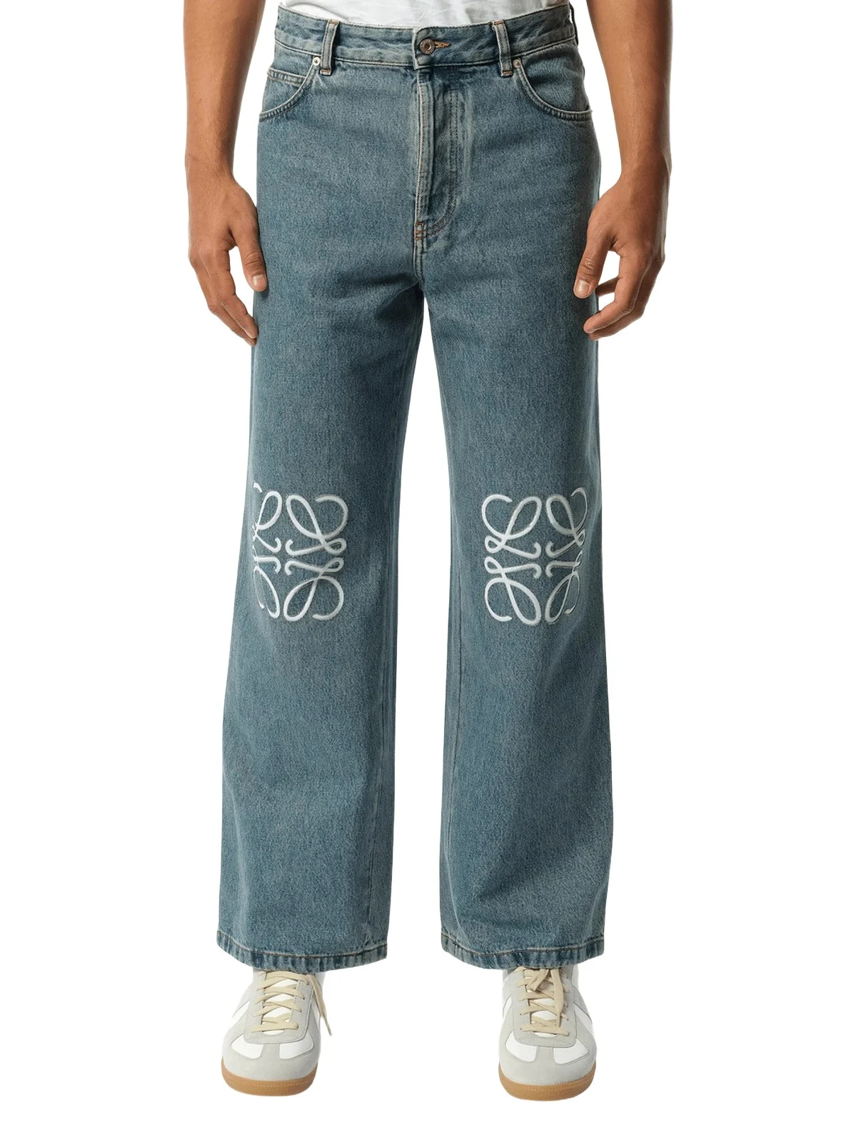 Loewe Anagram Baggy Jeans AF in Mid Blue Denim