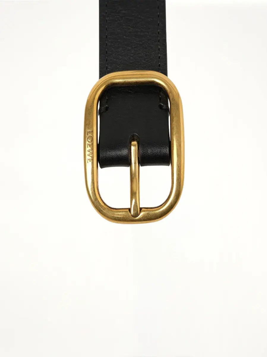 Loewe Rounded Soft 3.5 Cm Belt in Black/gold | Thumbnail 2 Loewe Rounded Soft 3.5 Cm Belt in Black/gold | Thumbnail 2
