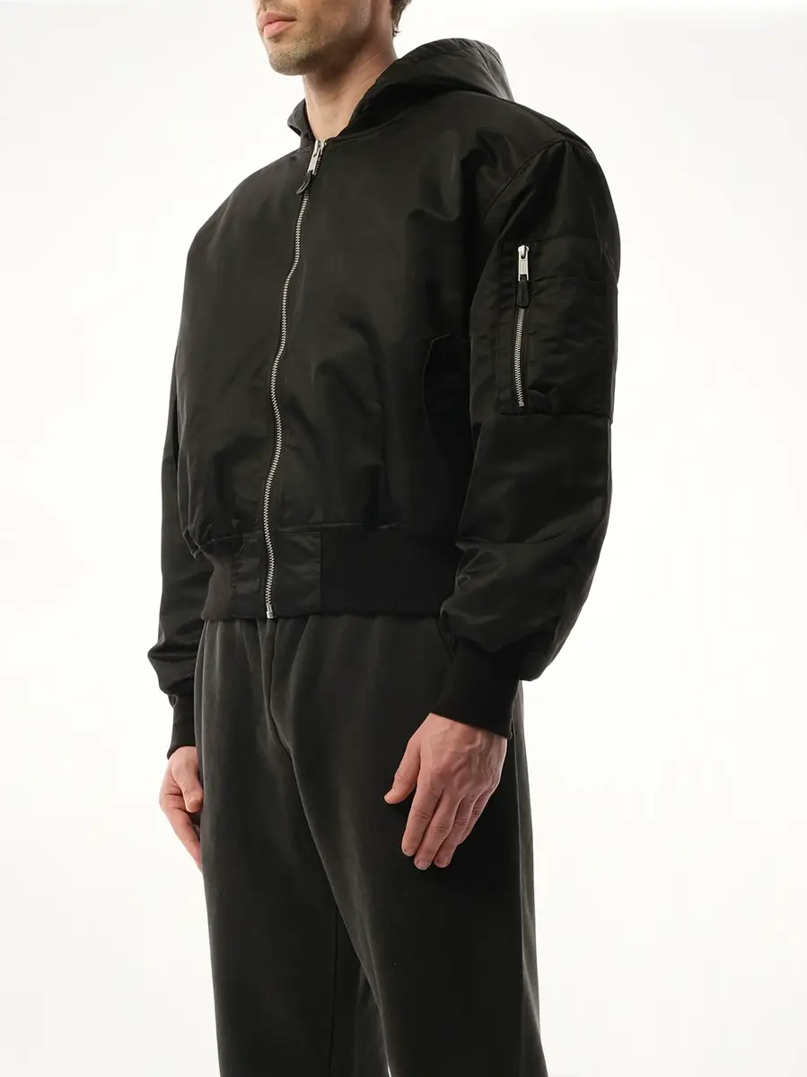 Entire Studios Hooded Broad Bomber Jacket in Oil | Thumbnail 5 Entire Studios Hooded Broad Bomber Jacket in Oil | Thumbnail 5