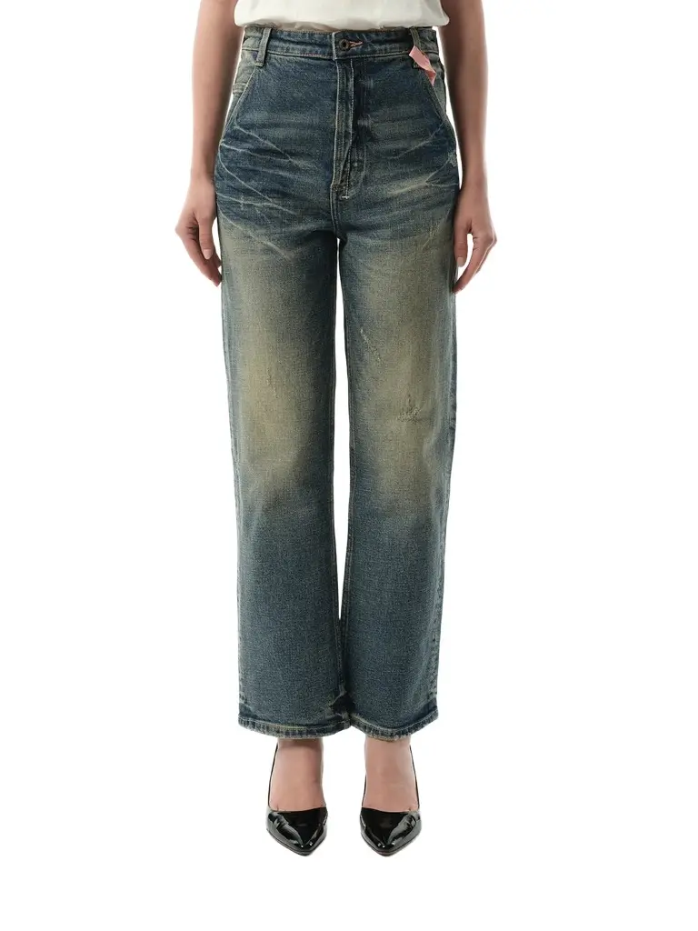 FAX COPY EXPRESS Vintage Washed Straight-cut Jeans | Image 1 FAX COPY EXPRESS Vintage Washed Straight-cut Jeans | Image 1