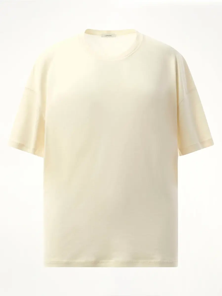 Lemaire Rib T-shirt in Light Cream | Thumbnail 3 Lemaire Rib T-shirt in Light Cream | Thumbnail 3