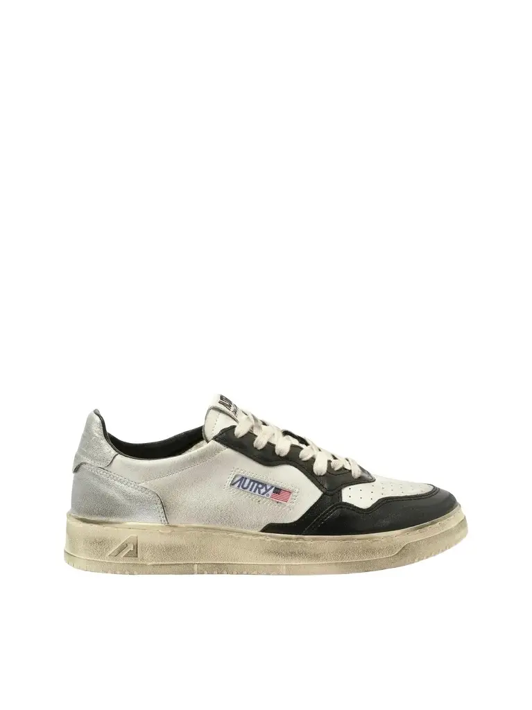 Autry Sup Vint Low Sneakers in White/black/silver White | Image 1 Autry Sup Vint Low Sneakers in White/black/silver White | Image 1