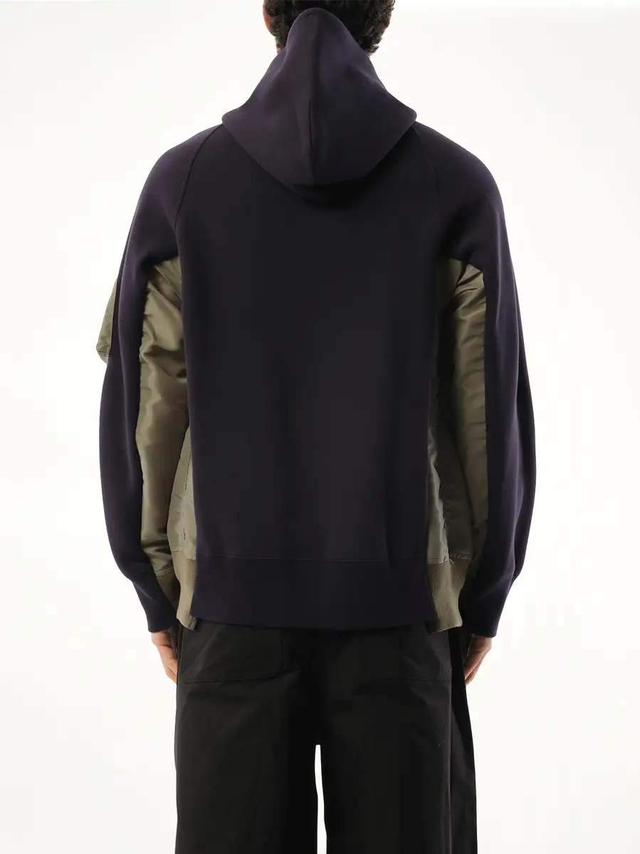 Sacai Sponge Sweat Nylon Twill Hoodie in Navy/khaki Navy | Thumbnail 6 Sacai Sponge Sweat Nylon Twill Hoodie in Navy/khaki Navy | Thumbnail 6