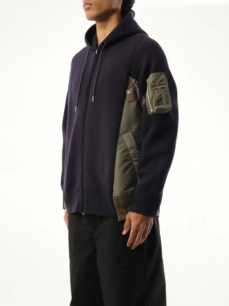 Sacai Sponge Sweat Nylon Twill Zip Hoodie in Navy/khaki Navy | Thumbnail 5 Sacai Sponge Sweat Nylon Twill Zip Hoodie in Navy/khaki Navy | Thumbnail 5