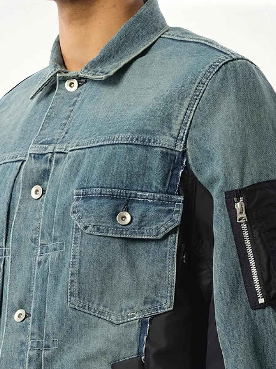 Sacai Denim Nylon Twill Jacket in Light Blue | Thumbnail 2 Sacai Denim Nylon Twill Jacket in Light Blue | Thumbnail 2