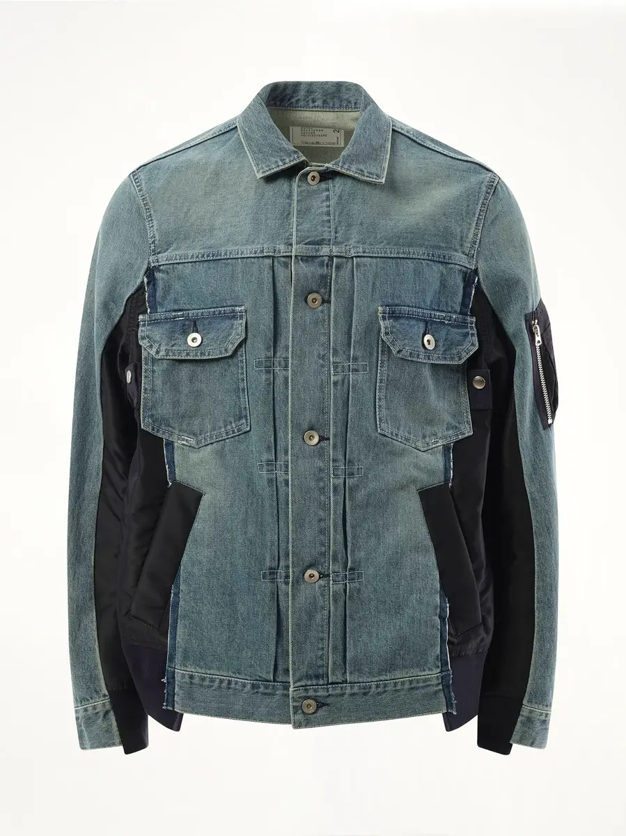 Sacai Denim Nylon Twill Jacket in Light Blue | Thumbnail 3 Sacai Denim Nylon Twill Jacket in Light Blue | Thumbnail 3