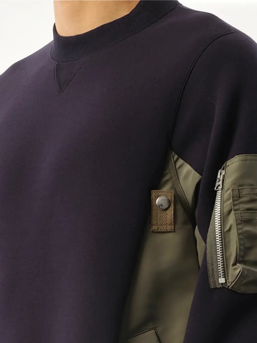 Sacai Sponge Sweat Nylon Twill Pullover in Navy/khaki Navy | Thumbnail 2 Sacai Sponge Sweat Nylon Twill Pullover in Navy/khaki Navy | Thumbnail 2