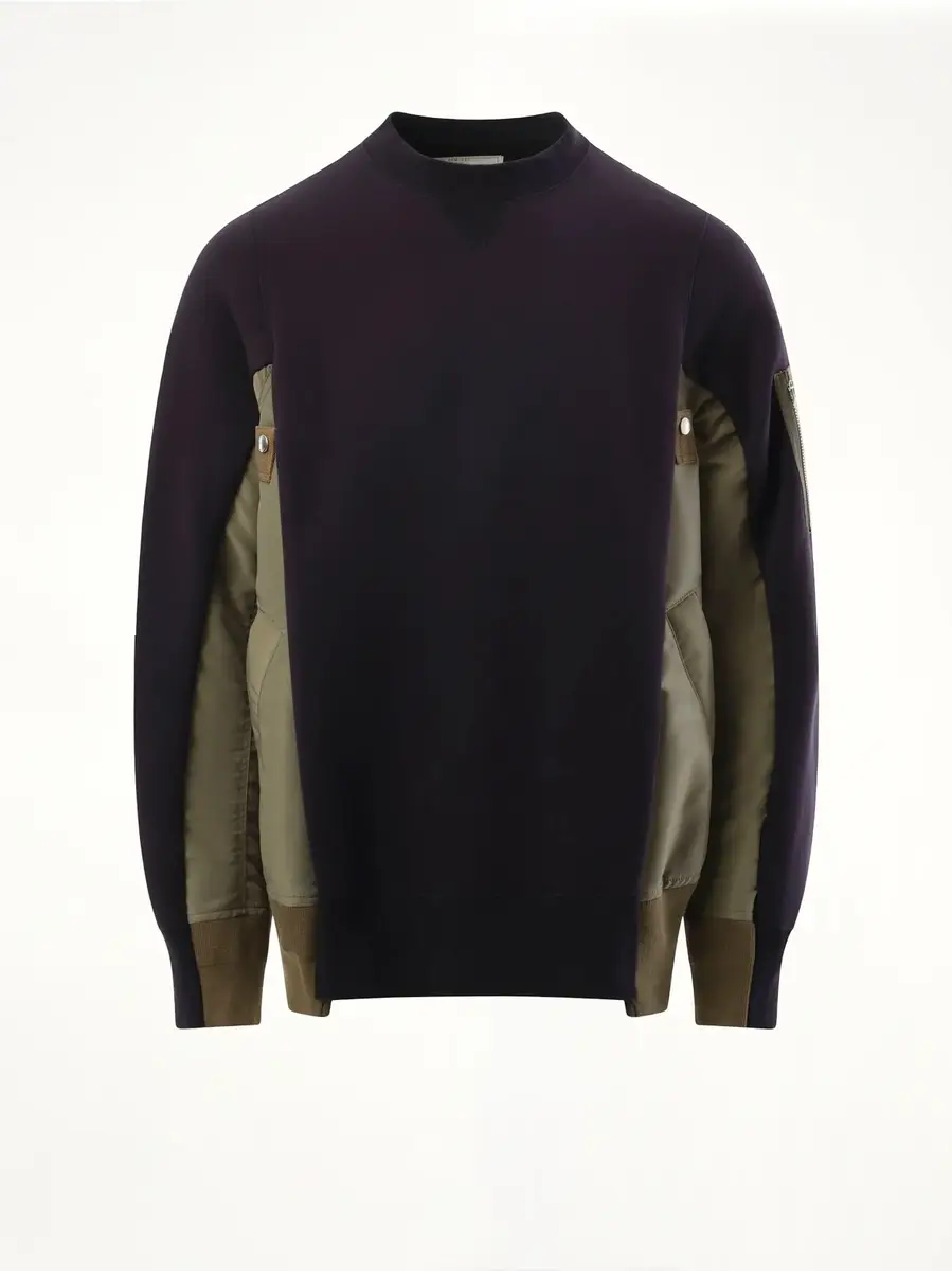 Sacai Sponge Sweat Nylon Twill Pullover in Navy/khaki Navy | Thumbnail 3 Sacai Sponge Sweat Nylon Twill Pullover in Navy/khaki Navy | Thumbnail 3