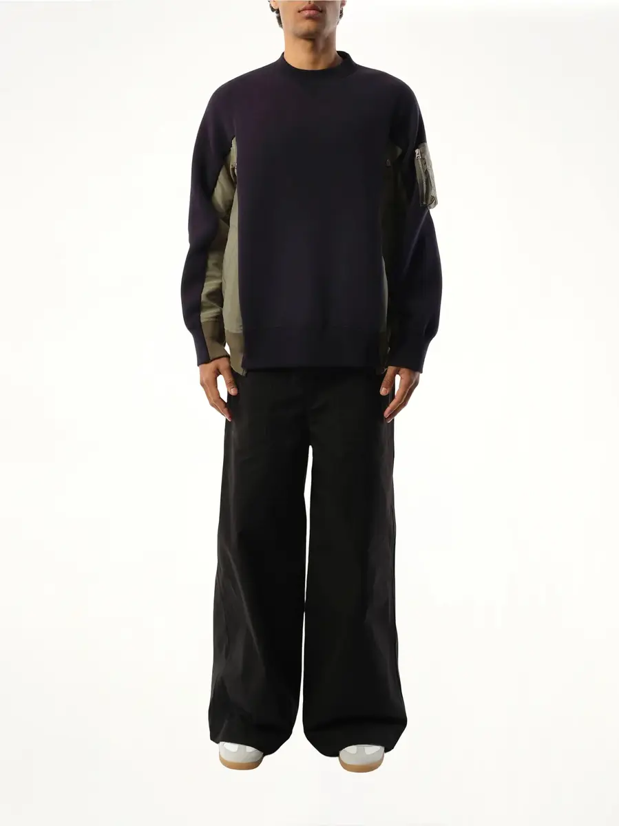 Sacai Sponge Sweat Nylon Twill Pullover in Navy/khaki Navy | Thumbnail 4 Sacai Sponge Sweat Nylon Twill Pullover in Navy/khaki Navy | Thumbnail 4