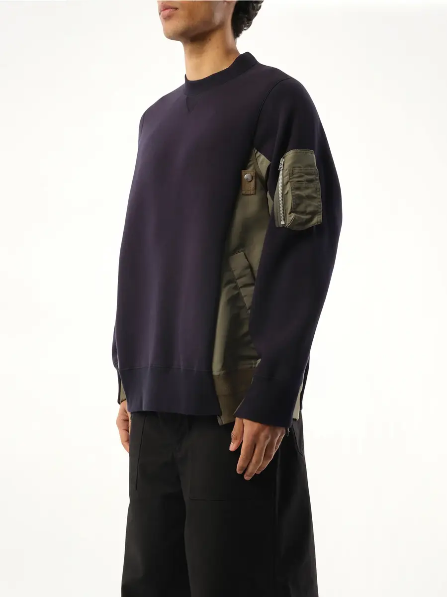 Sacai Sponge Sweat Nylon Twill Pullover in Navy/khaki Navy | Thumbnail 5 Sacai Sponge Sweat Nylon Twill Pullover in Navy/khaki Navy | Thumbnail 5