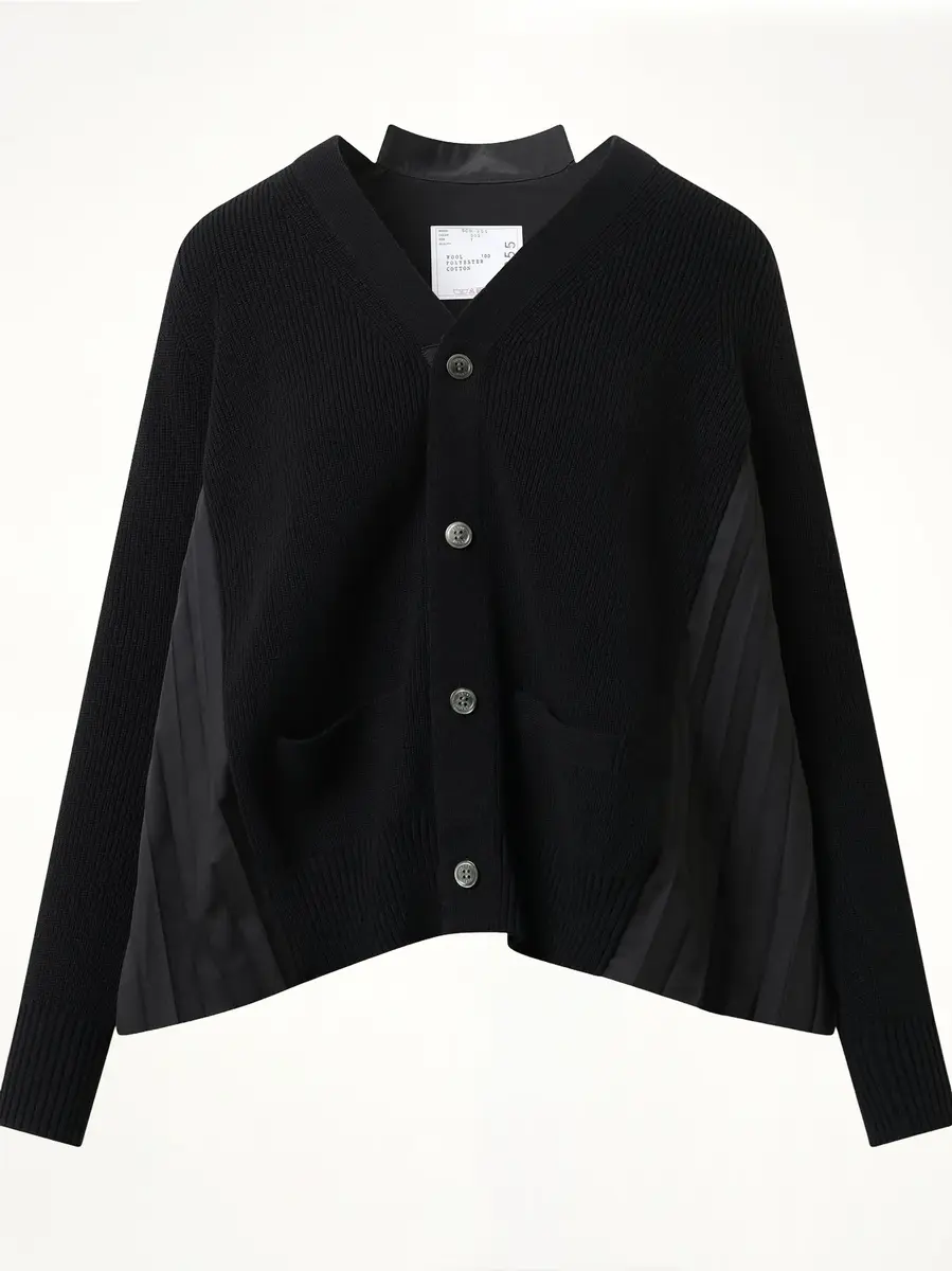 Sacai Wool Knit x Cotton Poplin Cardigan | Thumbnail 3 Sacai Wool Knit x Cotton Poplin Cardigan | Thumbnail 3