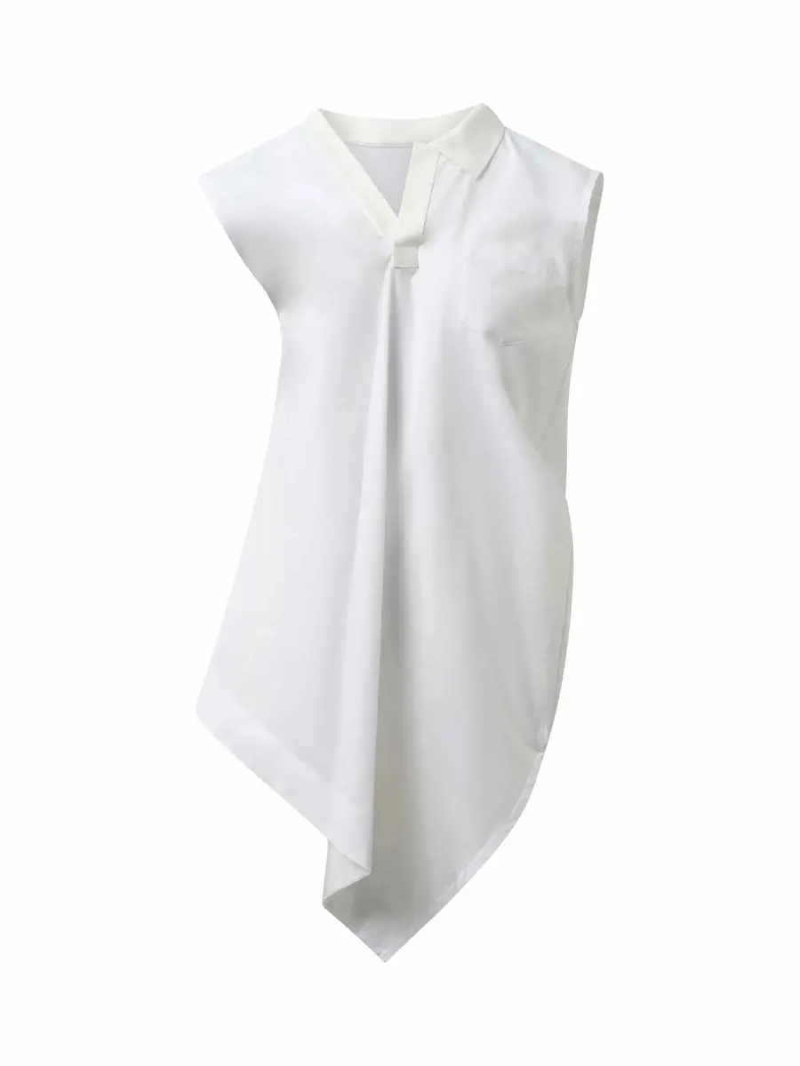 Sacai Cotton Poplin Polo Shirt in Off White | Thumbnail 3 Sacai Cotton Poplin Polo Shirt in Off White | Thumbnail 3