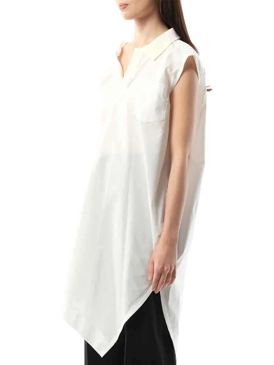 Sacai Cotton Poplin Polo Shirt in Off White | Thumbnail 5 Sacai Cotton Poplin Polo Shirt in Off White | Thumbnail 5