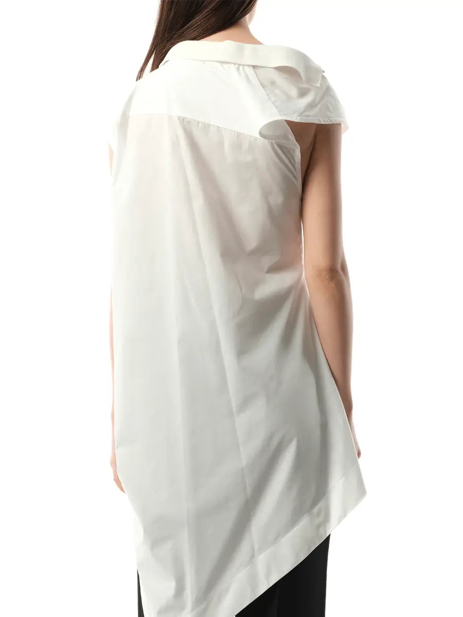 Sacai Cotton Poplin Polo Shirt in Off White | Thumbnail 6 Sacai Cotton Poplin Polo Shirt in Off White | Thumbnail 6