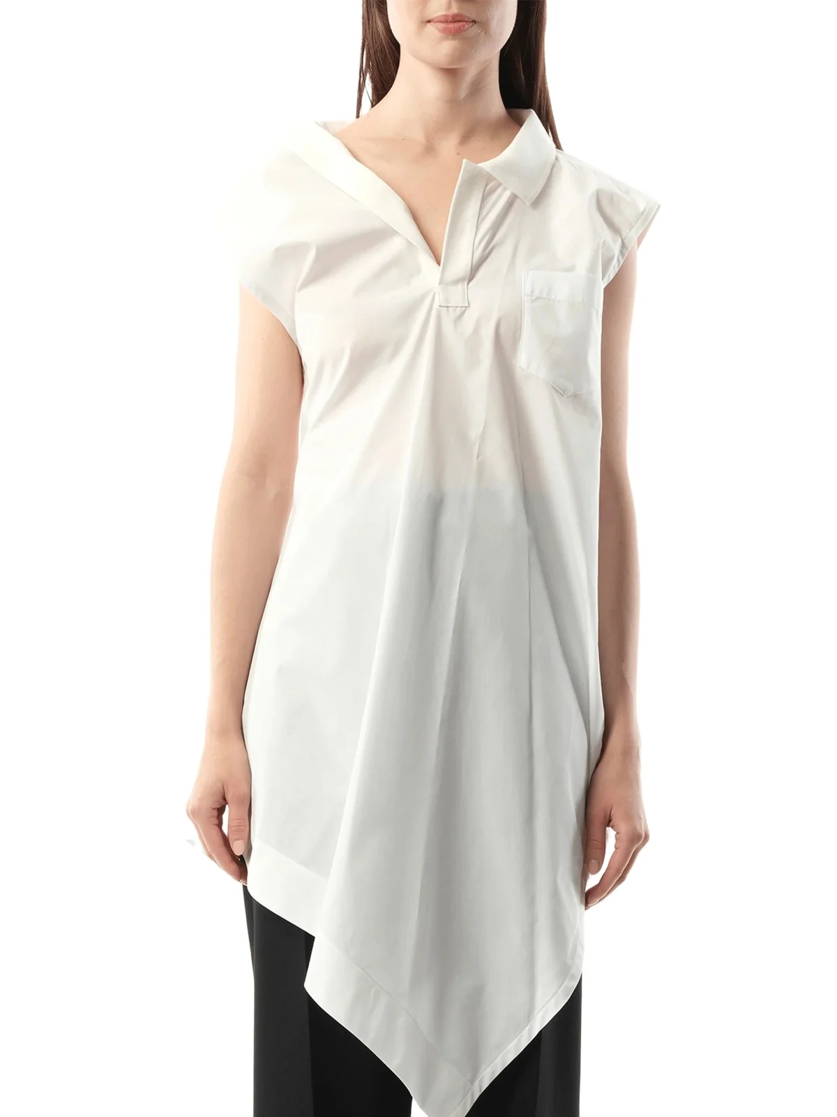 Cotton Poplin Polo Shirt in Off White Cotton Poplin Polo Shirt in Off White