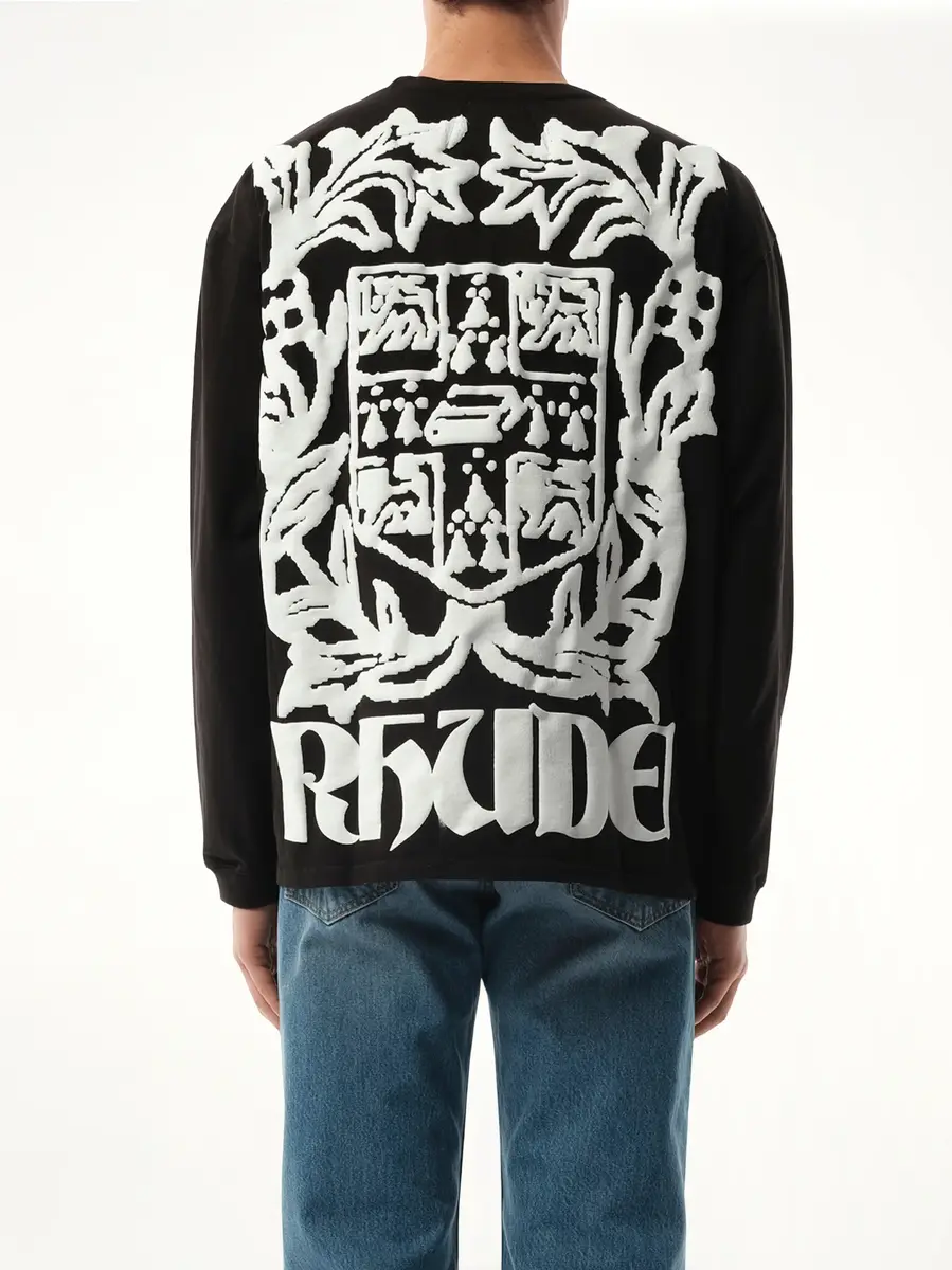 Rhude Rhude Long Sleeve T-shirt in White/black | Thumbnail 6