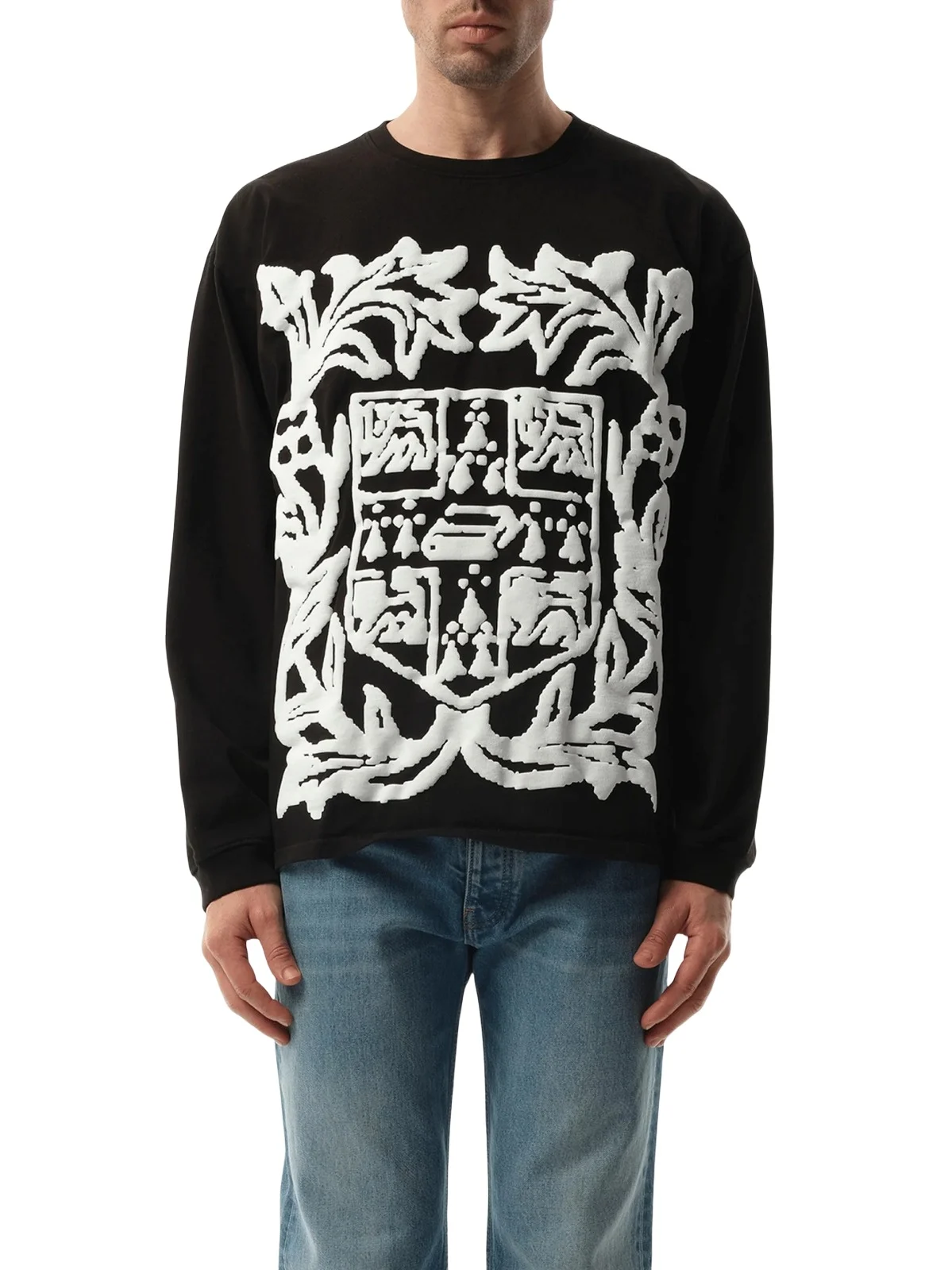 Rhude Long Sleeve T-shirt in White/black Rhude Long Sleeve T-shirt in White/black
