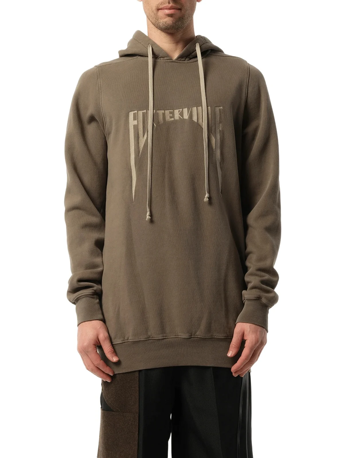 Rick Owens Porterville Embroidered Hoodie in Dust/pearl