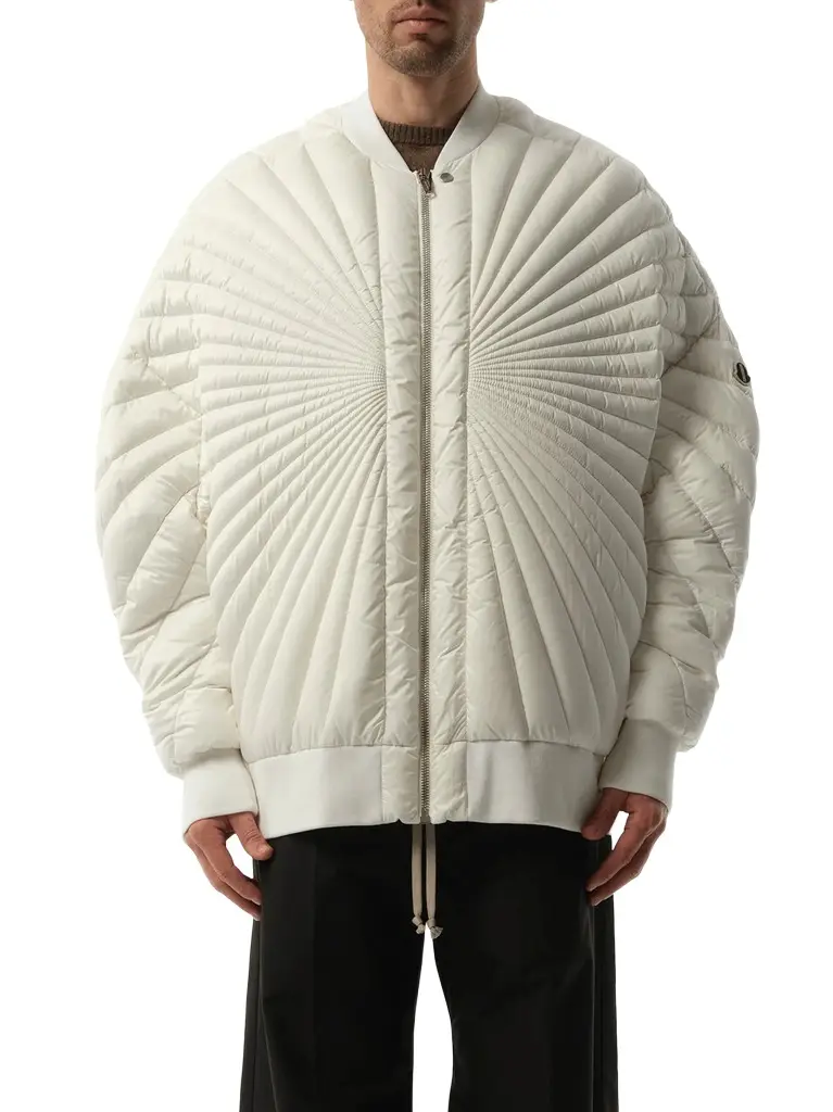 Rick Owens Rick Owens x Moncler Radiance Peter Jacket in Milk White | Image 1 Rick Owens Rick Owens x Moncler Radiance Peter Jacket in Milk White | Image 1