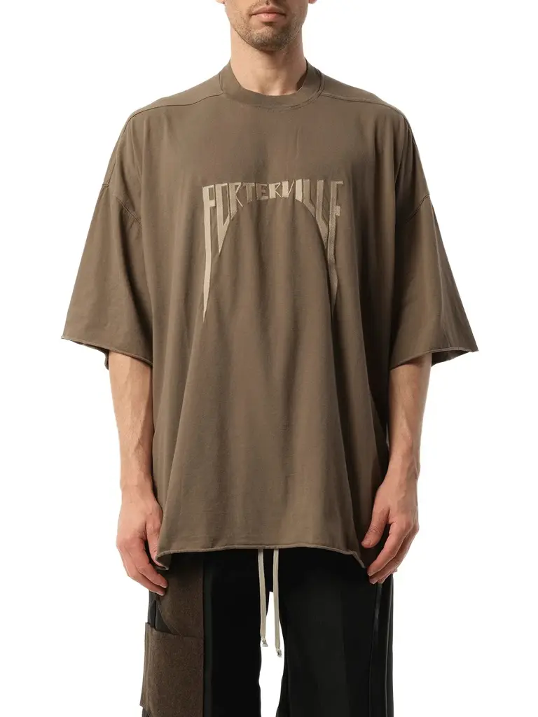 Rick Owens Porterville Embroidery Tommy T in Dust/pearl Brown | Image 1 Rick Owens Porterville Embroidery Tommy T in Dust/pearl Brown | Image 1