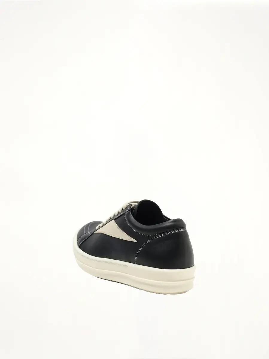 Rick Owens Full Grain Leather Vintage Sneaker in Black/milk | Thumbnail 2 Rick Owens Full Grain Leather Vintage Sneaker in Black/milk | Thumbnail 2