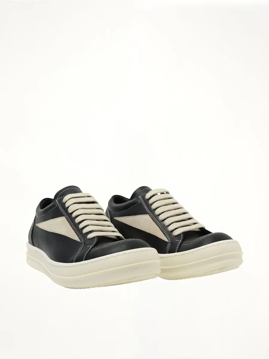 Rick Owens Full Grain Leather Vintage Sneaker in Black/milk | Thumbnail 3 Rick Owens Full Grain Leather Vintage Sneaker in Black/milk | Thumbnail 3