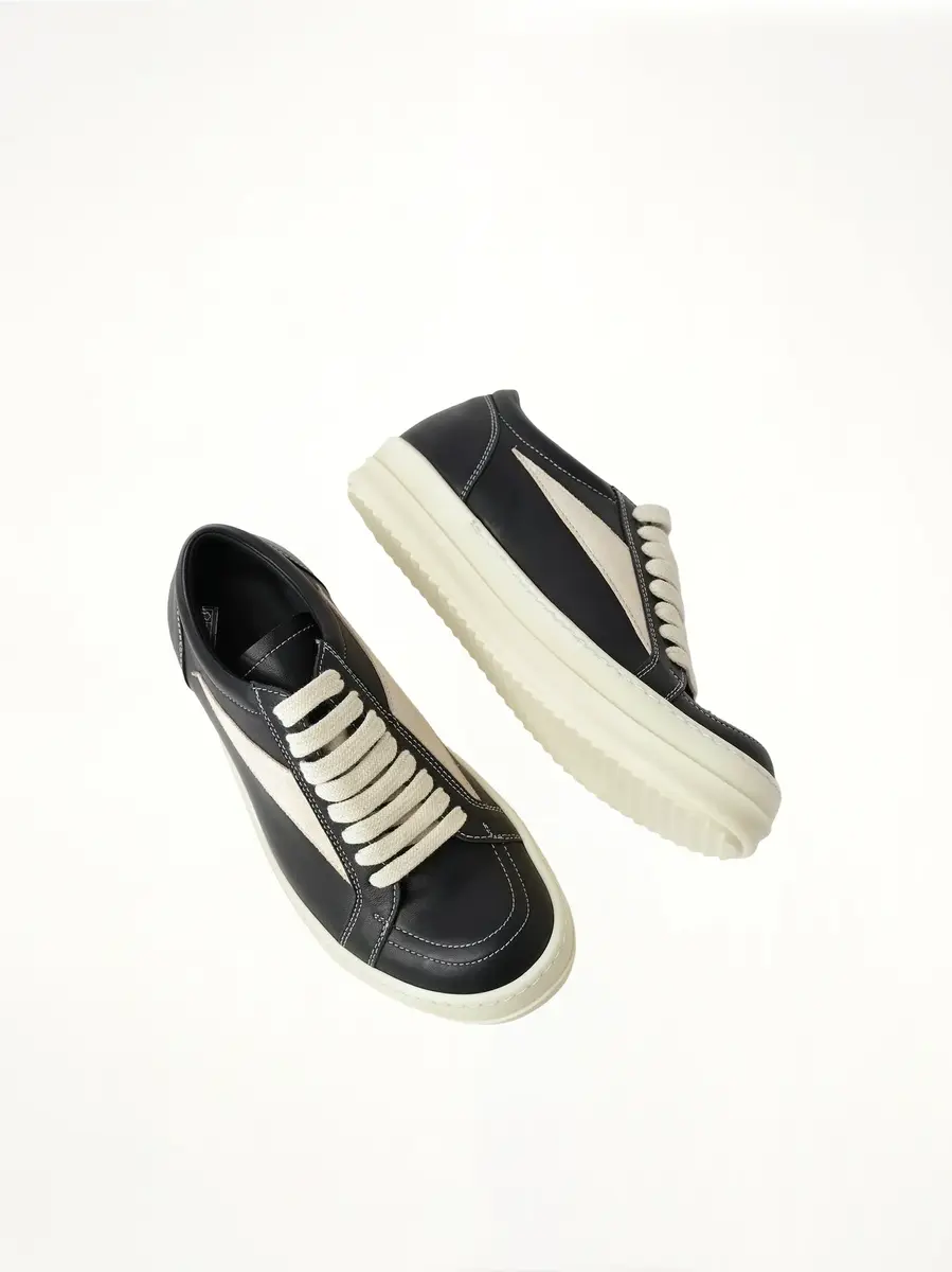 Rick Owens Full Grain Leather Vintage Sneaker in Black/milk | Thumbnail 4 Rick Owens Full Grain Leather Vintage Sneaker in Black/milk | Thumbnail 4