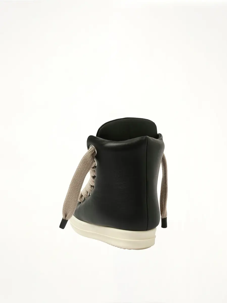 Rick Owens Jumbo Laced Padded High Sneaks in Black/milk Black | Thumbnail 2