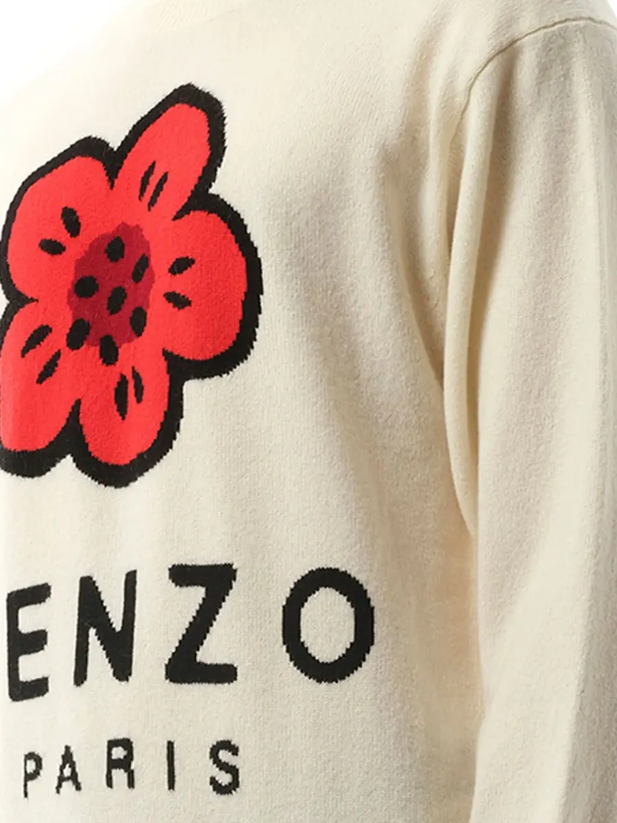 KENZO Knit Boke Flower Placed Sweater in Off White | Thumbnail 2 KENZO Knit Boke Flower Placed Sweater in Off White | Thumbnail 2