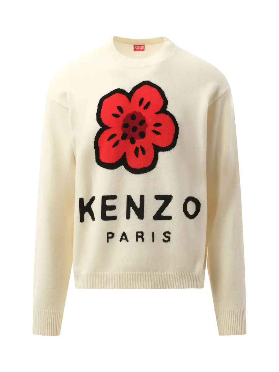 KENZO Knit Boke Flower Placed Sweater in Off White | Thumbnail 3 KENZO Knit Boke Flower Placed Sweater in Off White | Thumbnail 3
